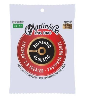 Martin - Cordes de guitare Authentic Acoustic Lifespan 2.0 - 92/8 Bronze phosphoreux - Extra Light 10-47