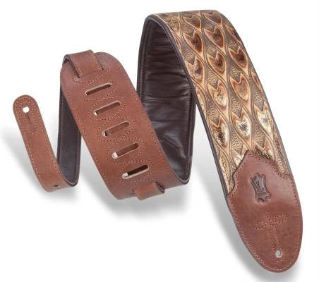 Levys - 3 Sundance Line Leather Guitar Strap - Arrowhead Bronze