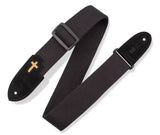 Levys - 2 Cross Inlay Guitar Strap - Black