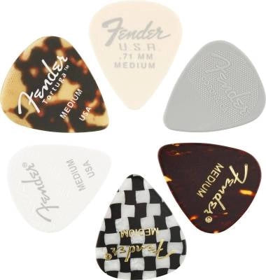 Fender - Médiators 351 Celluloïd Medly (paquet de 6) - Couleurs assorties - Taille moyenne