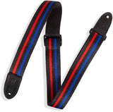 Sangle de guitare enfant Levys - 1,5 pouce - Bande de course noire/bleue/rouge