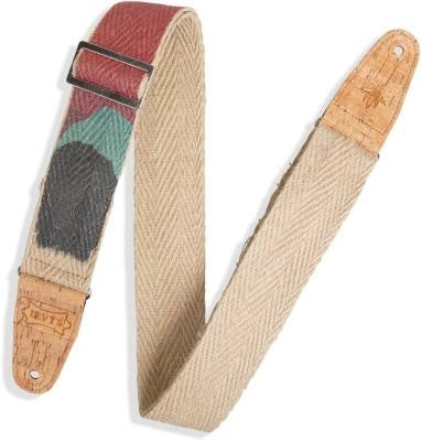 Levys - 2 Hemp Guitar Strap with Natural Cork Ends - Sunset