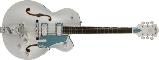 Guitares Gretsch - G6118T-140 LTD 140e anniversaire Double Platinum avec Bigsby, touche en ébène - Bicolore platine pur/platine pierre