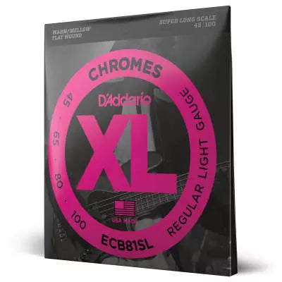 D'Addario - ECB81SL - Cordes chromées à filet plat, diapason extra long 45-100