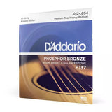 DAddario - EJ37 - Guitare 12 cordes en bronze phosphoreux M-Top H-Btm 12-54
