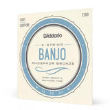 DAddario - EJ69 - Jeu de banjo 5 cordes en bronze phosphoreux Light