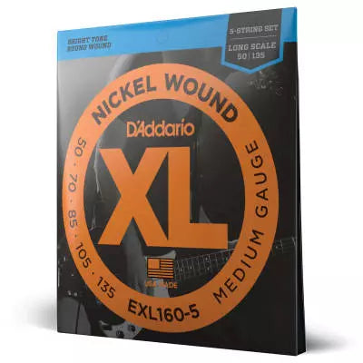 DAddario - EXL160-5 - Guitare 5 cordes nickelée à fil rond, diapason long 50-135