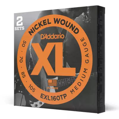 DAddario - EXL160TP - Pack de deux - Nickel filé rond, diapason long 50-105