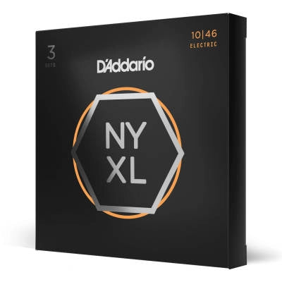 DAddario - NYXL1046 Cordes de guitare filées nickel, Regular Light, 10-46, lot de 3
