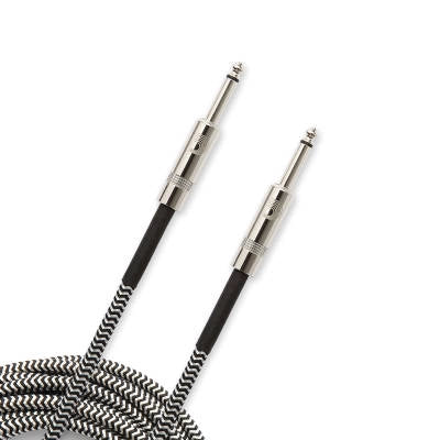 DAddario - PW-BG-10BG Custom Series Braided Instrument Cable, Black-Grey - 10ft