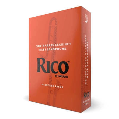 Anches RICO de D'Addario pour clarinette contrebasse, force 2,5, paquet de 10
