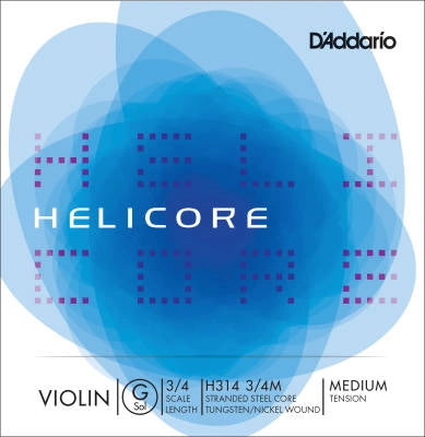D'Addario Orchestral - H314 3/4M - Helicore Corde de sol simple pour violon, diapason 3/4, tension moyenne