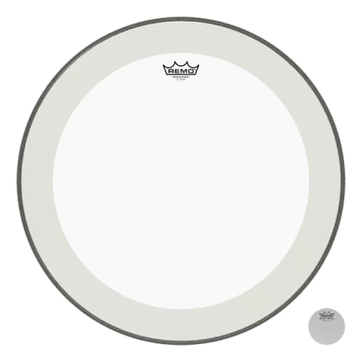 Tête de basse transparente Remo - Powerstroke 4 de 22 pouces avec patch