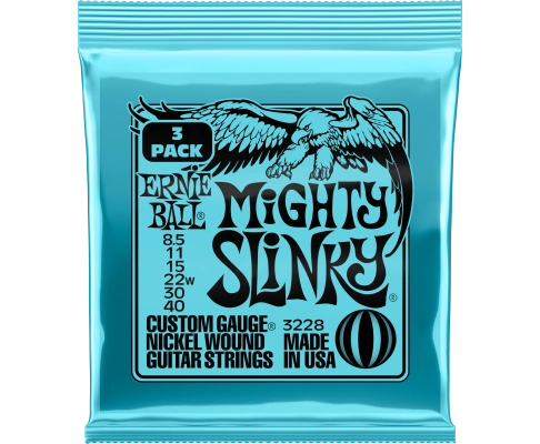 Ernie Ball - Lot de 3 cordes électriques Mighty Slinky 8,5-40