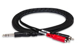 Hosa - Unbalanced Insert Cable, 1/4 in TRS to Dual RCA - 4 M