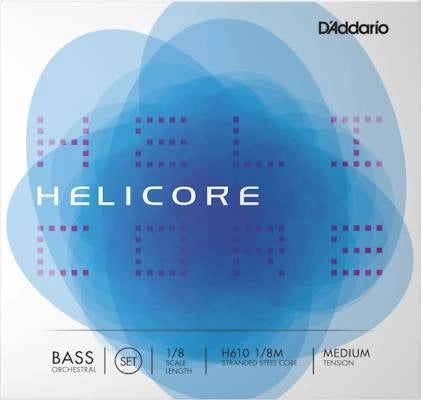 Cordes de basse D'Addario Orchestral Helicore à tension moyenne - 1/8