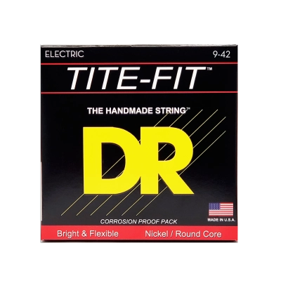Cordes électriques DR - Tite-Fit Lite n Tite Roundwound nickelées 9-42