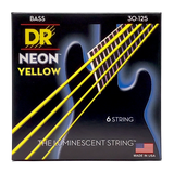 DR Strings - Jeu de cordes pour basse 6 cordes jaune fluo 30-125