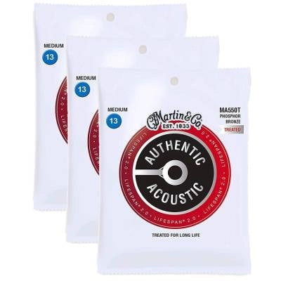 Martin - Authentic Acoustic Lifespan 2.0 92/8 Bronze phosphoreux Medium 13-56 (Lot de 3)