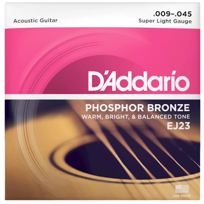 DAddario - Acoustic Guitar String Set, Phosphor Bronze - Super Light 9-45