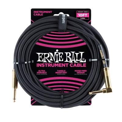 Câble tressé droit/coudé Ernie Ball - Noir