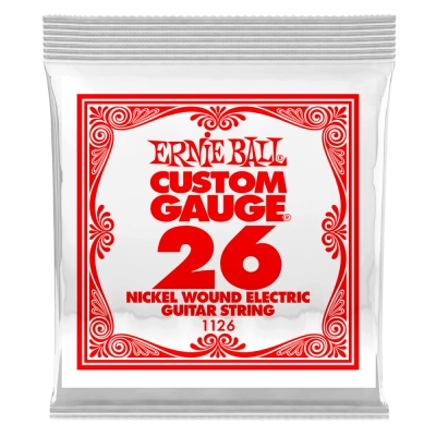 Corde simple pour guitare électrique Ernie Ball, filée en nickel, 0,026