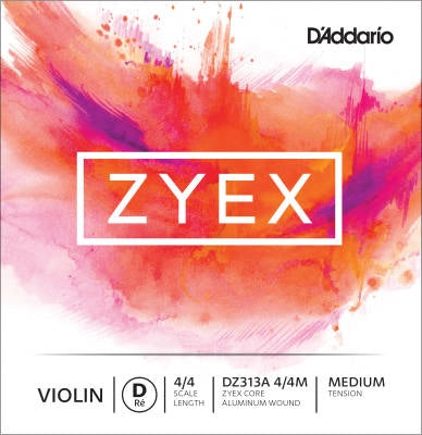 Corde de violon D'Addario Orchestral - Zyex, simple corde de ré en aluminium, diapason 4/4, tension moyenne