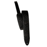 Sangle de guitare PRS Guitars - 2,4 pouces rembourrée avec système RAS, cuir personnalisé, faux oiseaux - Noire
