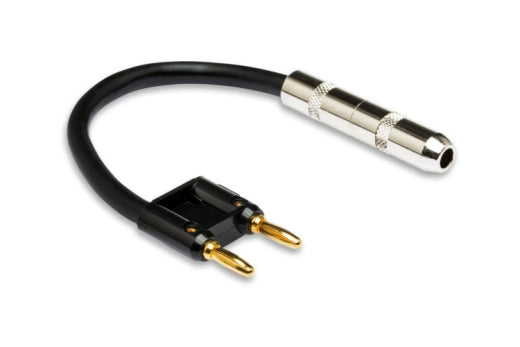 Hosa - Speaker Adaptor, Hosa 1/4 TS to Dual Banana - 6 inch - Black