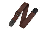 Sangle de guitare Levys en polypropylène avec extrémités en cuir - Marron