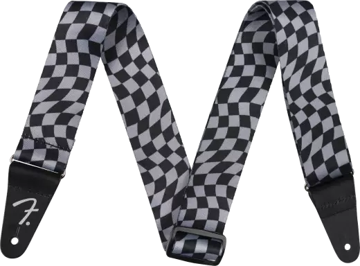 Sangle Fender en polyester à damier ondulé - Grise
