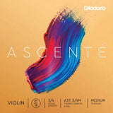 D'Addario Orchestral - Ascente Violon Tension Moyenne Corde de Mi Simple, 3/4