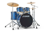 Sonor - Batterie AQX Stage 5 pièces avec accessoires et cymbales (22, 10, 12, 16, SD) - Bleu Océan Pailleté
