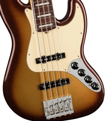 Basse American Ultra Jazz V, touche en palissandre - Mocha Burst