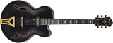 Guitare électrique 6 cordes Ibanez Pat Metheny Signature avec étui rigide - Noir brillant