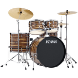 Tama - Imperialstar Batterie 5 pièces (20", 10", 12", 14", SD) avec accessoires et cymbales - Revêtement en teck couleur café