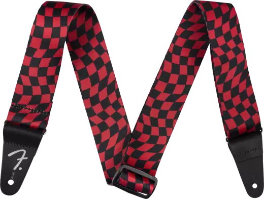 Sangle Fender en polyester à damier ondulé - Rouge