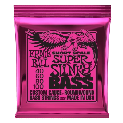 Cordes Ernie Ball Super Slinky Short Scale pour guitare basse, 40-100