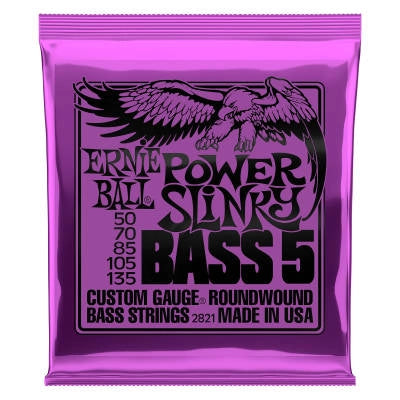 Cordes de basse 5 cordes Ernie Ball Nickel Wound Power Slinky - .050-.135