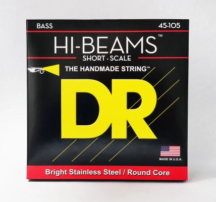 DR Strings - Cordes pour basse Hi-Beam en acier inoxydable, médium, diapason court, 45-105