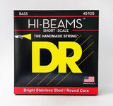 DR Strings - Cordes pour basse Hi-Beam en acier inoxydable, médium, diapason court, 45-105