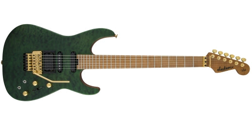 Jackson Guitars - Signature Phil Collen PC1, finition satinée, touche en érable flammé caramélisé avec étui - Vert transparent satiné