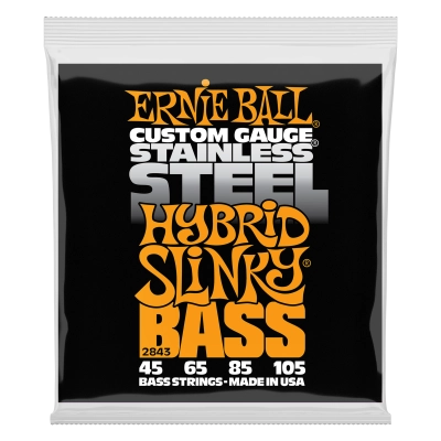 Cordes de basse Ernie Ball en acier inoxydable Slinky - Hybride .045-.105