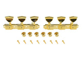 Mécaniques d'accordage Kluson - 3 par plaque, série Deluxe, ligne simple - Dorées avec boutons papillon en métal