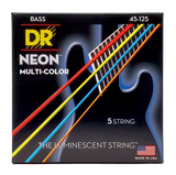 DR Strings - Jeu de 5 cordes pour basse avec revêtement multicolore fluo - Medium 45-125