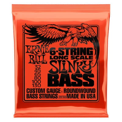 Cordes de basse Ernie Ball Nickel Wound Long Scale Slinky 6 cordes - .032-.130