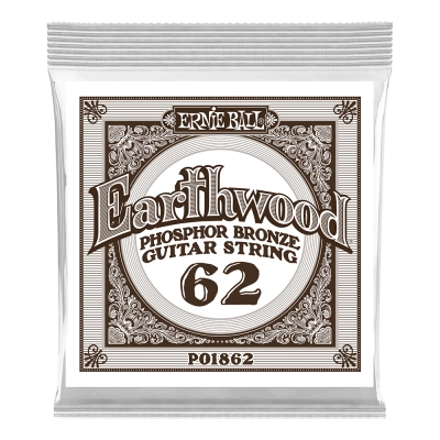 Corde simple pour guitare acoustique Earthwood en bronze phosphoreux Ernie Ball - .062