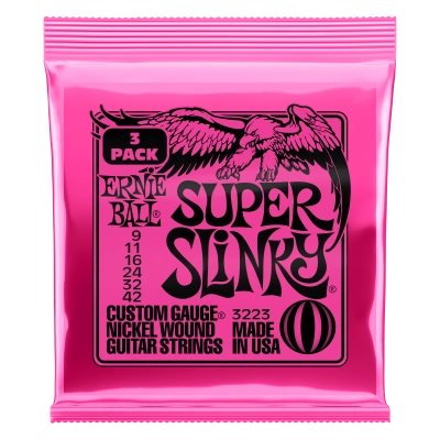 Ernie Ball - Lot de 3 cordes électriques Super Slinky 9-42