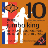 Rotosound - Cordes acoustiques extra légères en bronze phosphoreux 10-48 - Jeu de 12 cordes