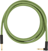 Câble d'instrument Fender - Festival Pure Hemp 10, droit/coudé - Vert